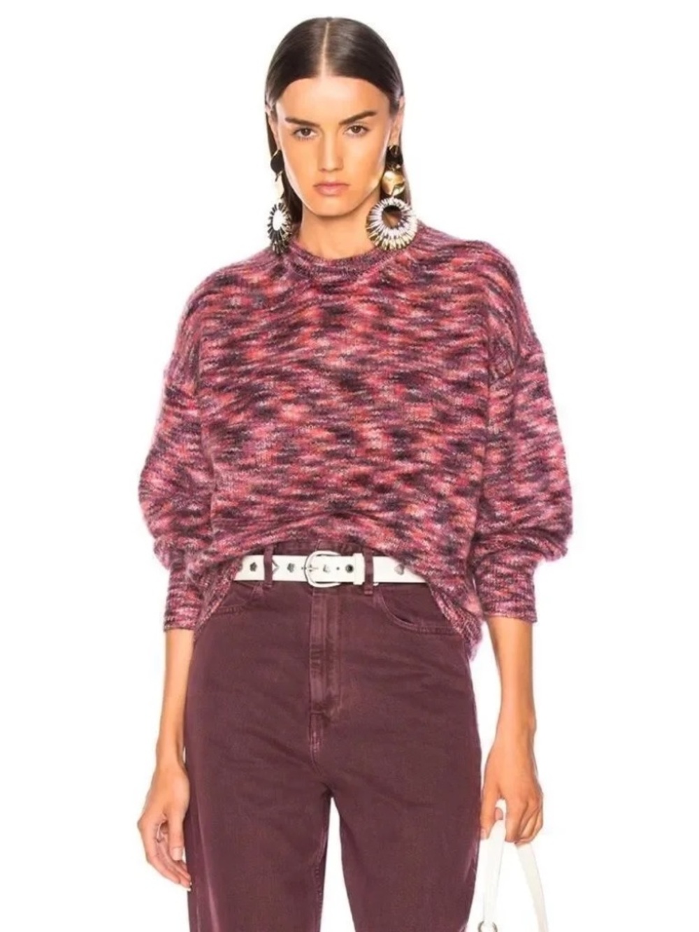 IRO Version mohair blend melange sweater in pink black combo size S